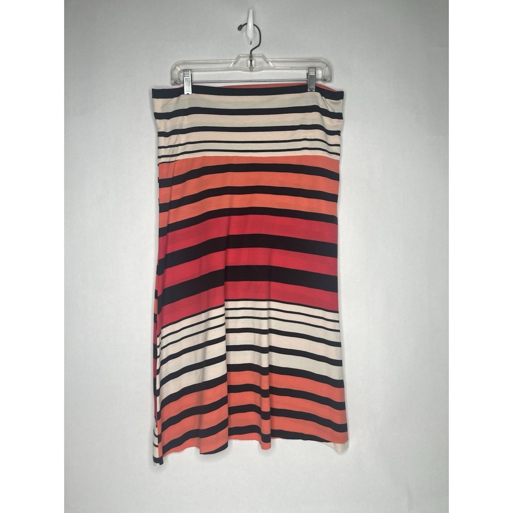Mossimo Supply Co Mid Calf Length Stripe A Line Skirt Size M L Red Orange Black‎